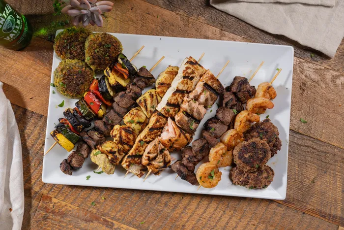 Family 12 holiday catering tray — Kabob Package at Deli Nerds Costa Mesa